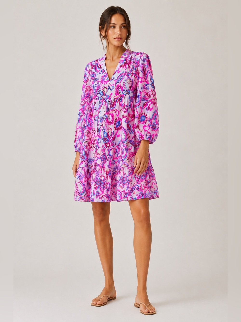 Lilly Pulitzer Nwt Pink Paisley Tiered Shift Dress Resort Mini. Size 4